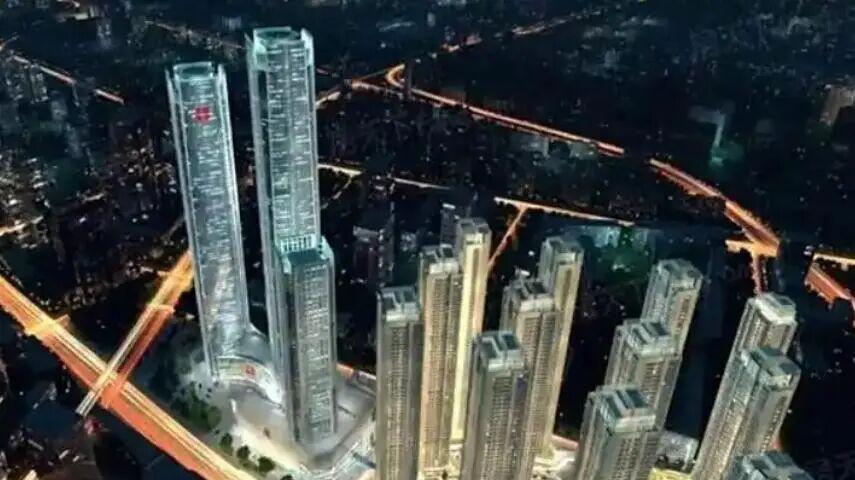 沈阳西塔原恒大摩天建筑群外立面基本完工