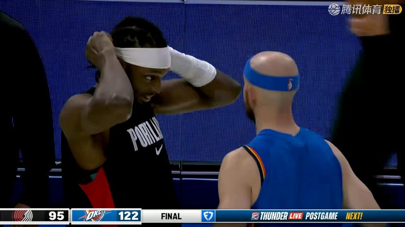 27分惨败！杨瀚森8+4+3，赛后小杨和雷霆球员击掌致意，米切尔接受采访