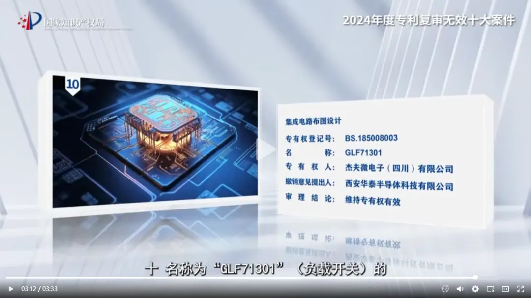 三聚阳光集成电路布图设计撤销案入选国知局专利复审无效十大案件