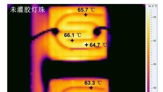 红外热像和电学法测得蓝光LED芯片结温比较