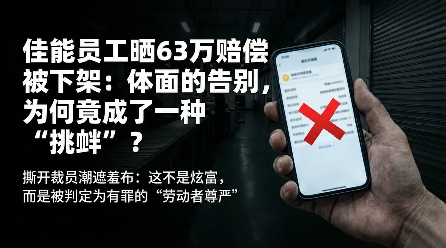 佳能员工晒63万赔偿被下架：体面的告别，为何竟成了一种“挑衅”？