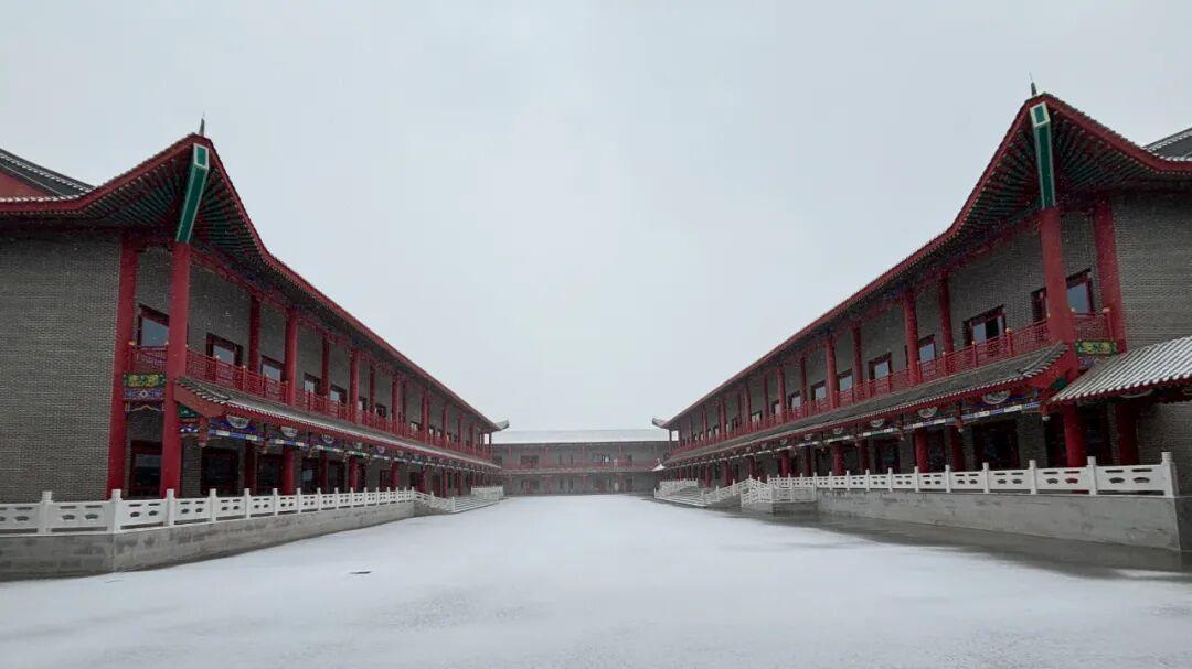 2025年初雪翩跹而至，河北外国语学院银装素裹绘就冬日画卷