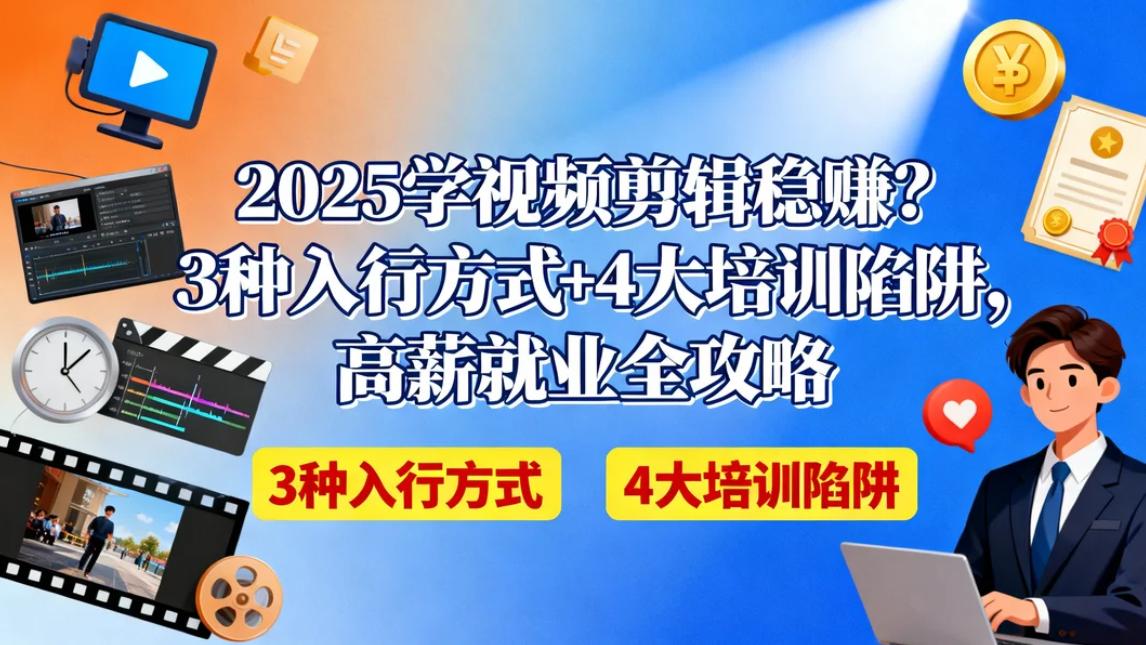 2025学视频剪辑稳赚? 3种入行方式+4大培训陷阱，高薪就业全攻略!