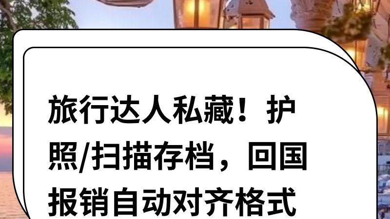旅行达人私藏！护照/扫描存档，回国报销自动对齐格式​