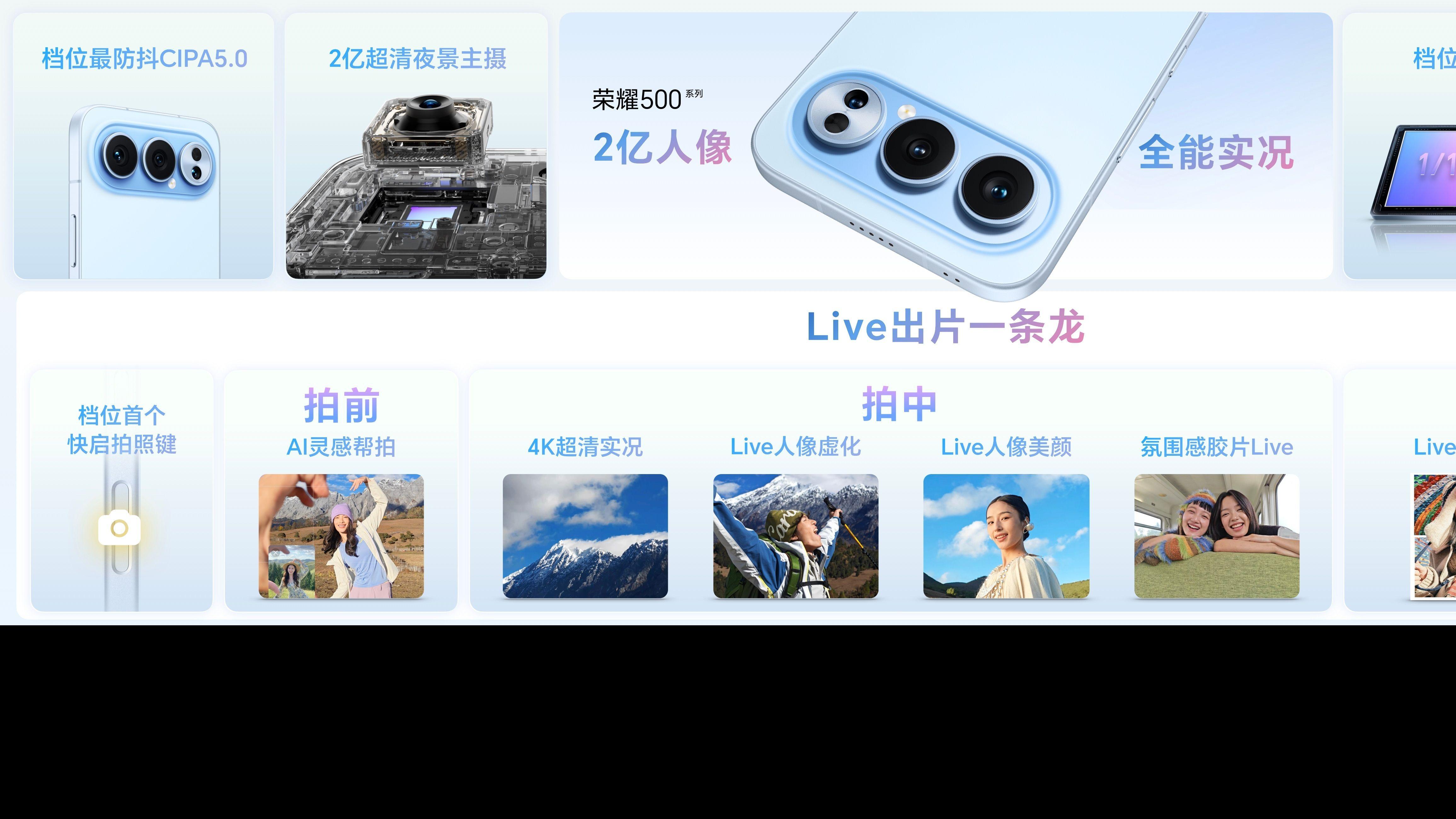 荣耀500系列正式发布：2亿人像+骁龙8系旗舰芯 2699元起售