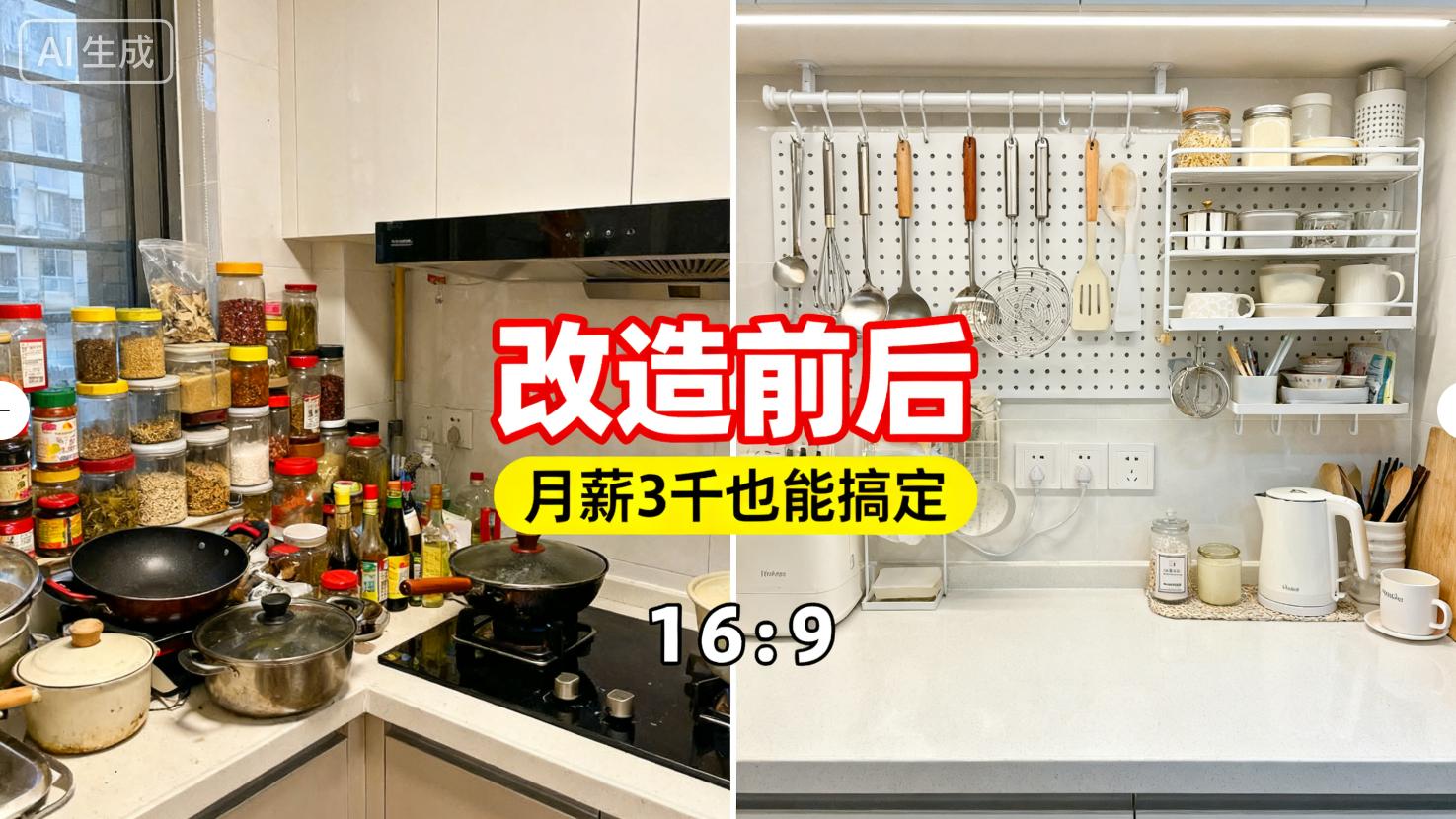 租房党 5㎡厨房逆袭！3 招 + 5 件神器，月薪 3 千装出 ins 风