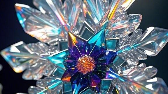 五彩斑斓的晶体雪花AI绘画壁纸头像
