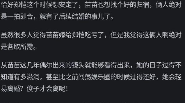 郑恺和苗苗会不会离婚？看网友的评论引起万千共鸣