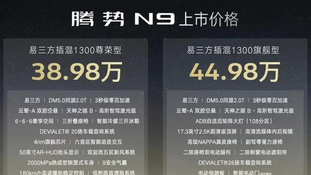 比亚迪腾势N9上市，三大竞品头很痛