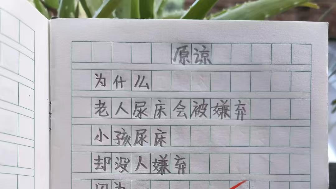 我没办法像照顾孩子一样，照顾我的妈妈