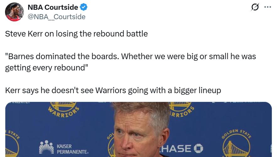 勇士3连胜终结！库里空砍39分指出两大短板 科尔执迷不悟还在嘴硬