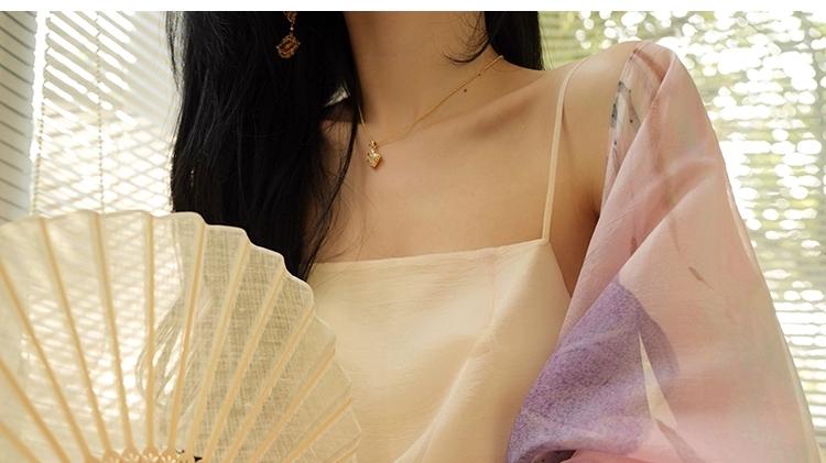 Aconiconi｜慕荷 法式水墨印花新中式仙气氛围感吊带套装连衣裙夏