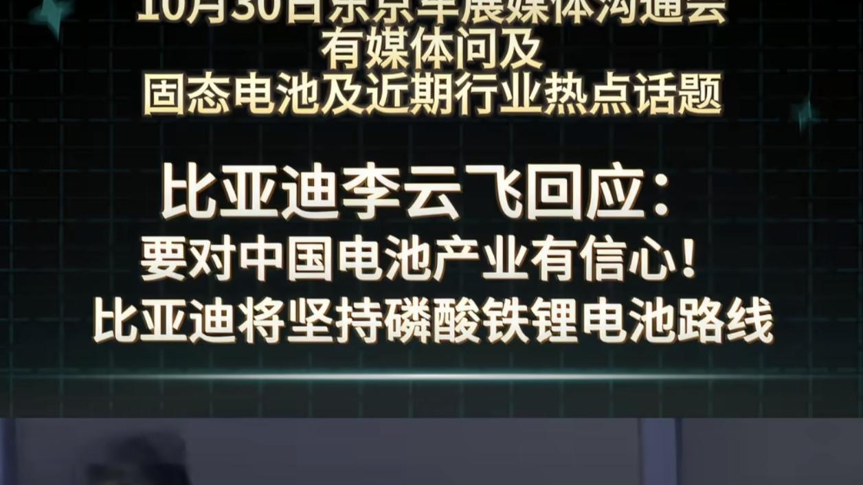 比亚迪坚守磷酸铁锂路线，护航行业安全发展