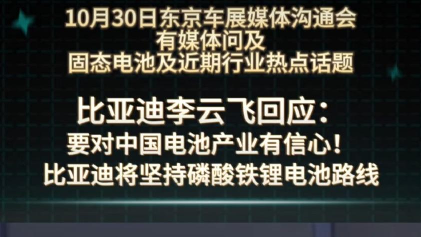 促进动力电池行业发展！比亚迪坚持磷酸铁锂路线