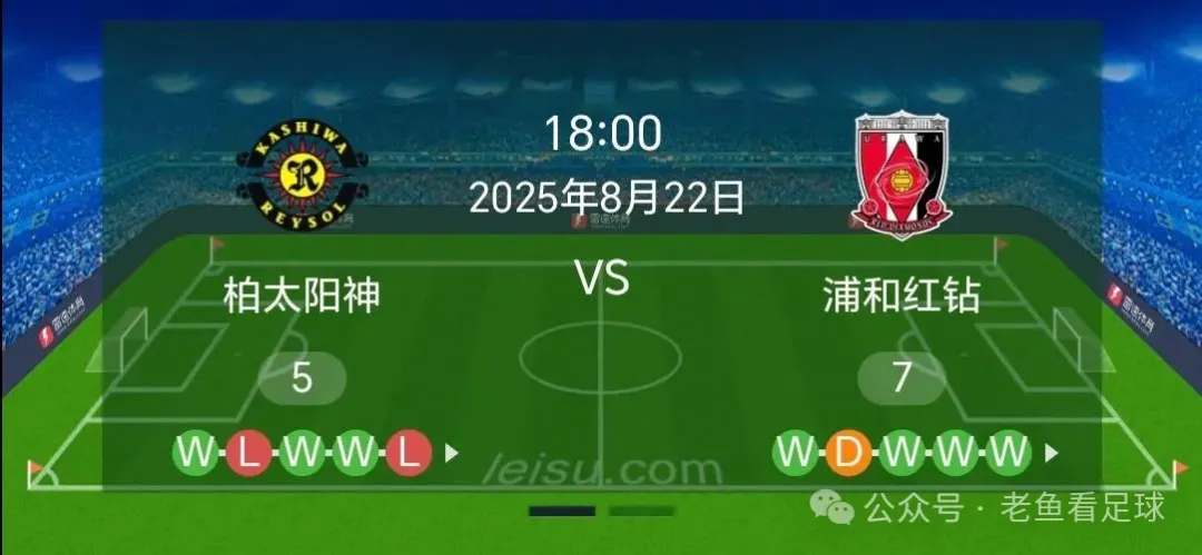8/22竞彩日职分析，柏太阳神vs浦和红钻！浦和红钻做客能否拿下数据？