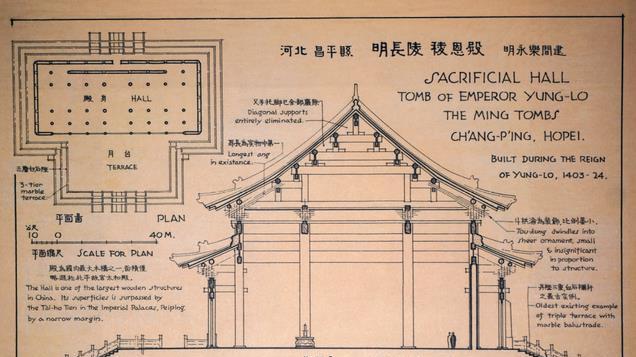 梁思成的古建筑珍贵高清手绘图稿一