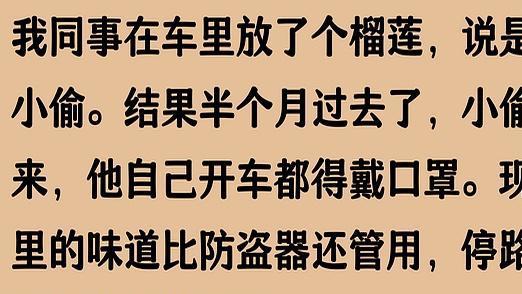 车里放榴莲半个月不散味？网友亲测：什么东西最安全，看完你就懂