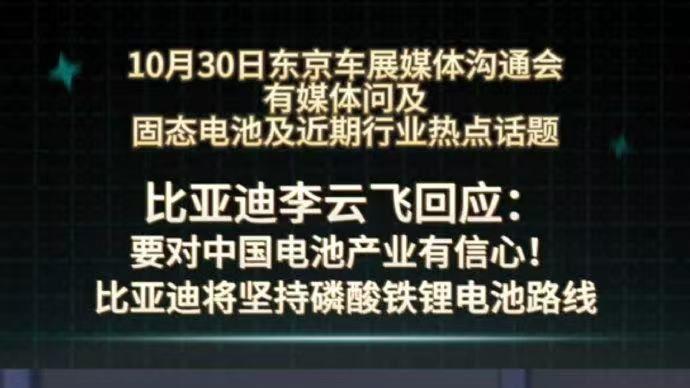 比亚迪李云飞呼吁行业重视电池安全