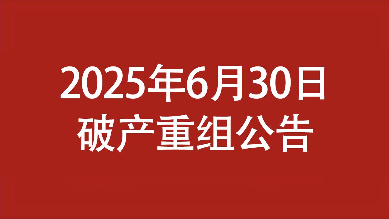 房地产公司破产重组公告（2025年6月30日合计2家）