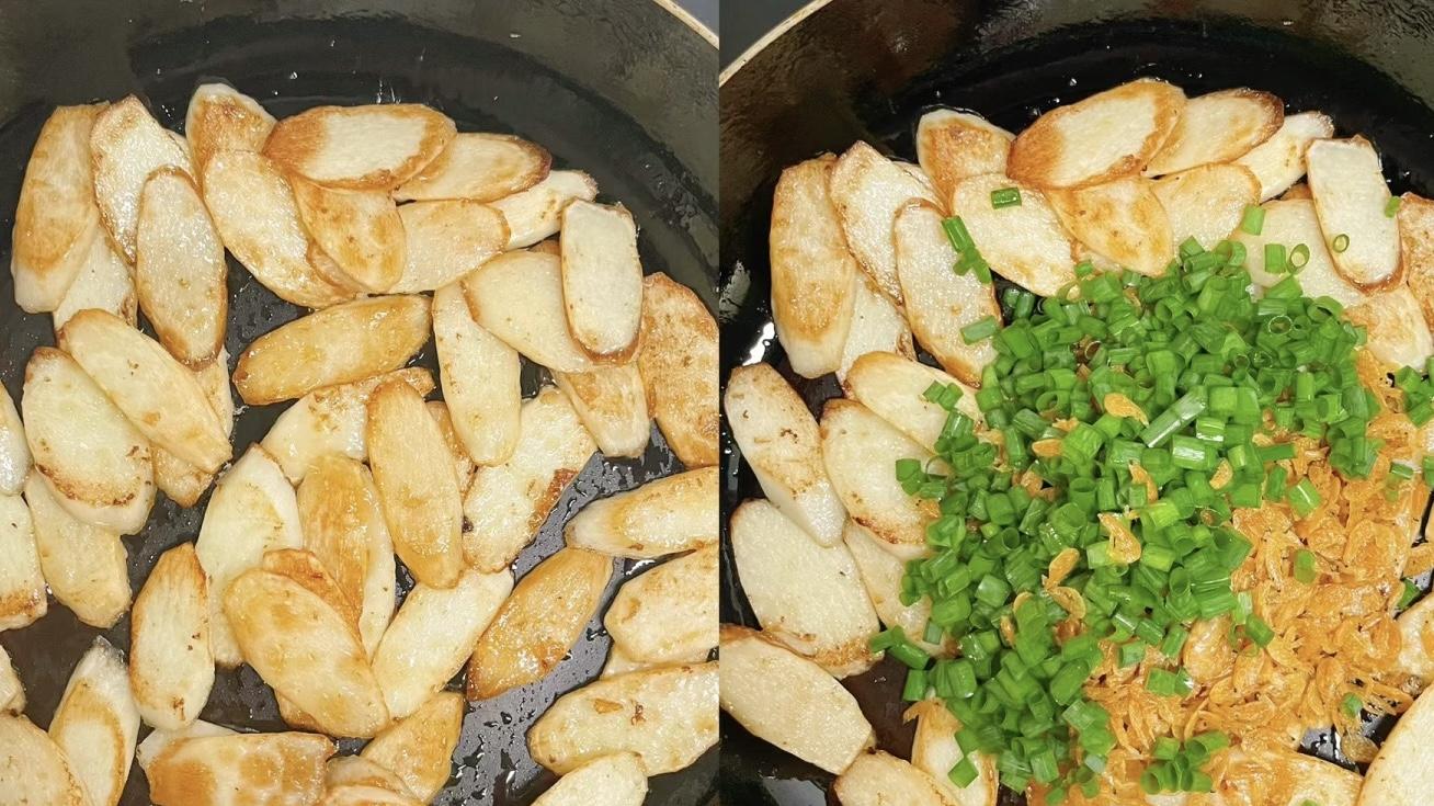 酥香虾皮撞山药，一口鲜脆！