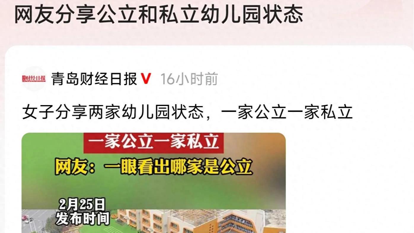 女子分享两家幼儿园状态，一家公立一家私立，网: 一眼就看出差距