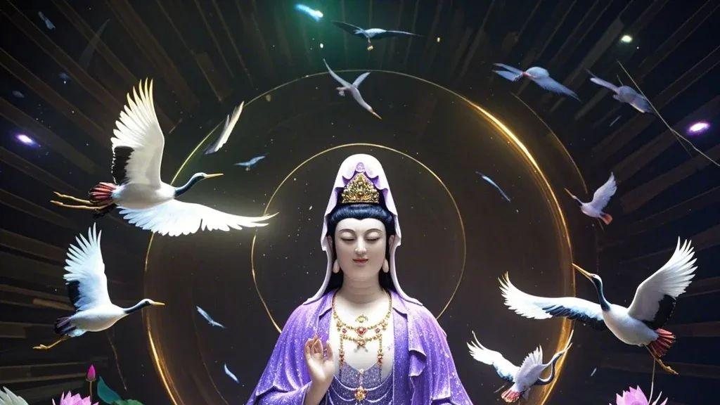 紫衣观音赐福一生，鸿运当头，财运畅通，四方来财，富贵绵长！