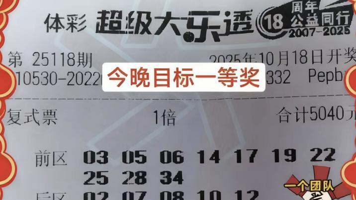 99倍破冰12亿奖池，5054复式本期崭露头角，大乐透第25118期晒票