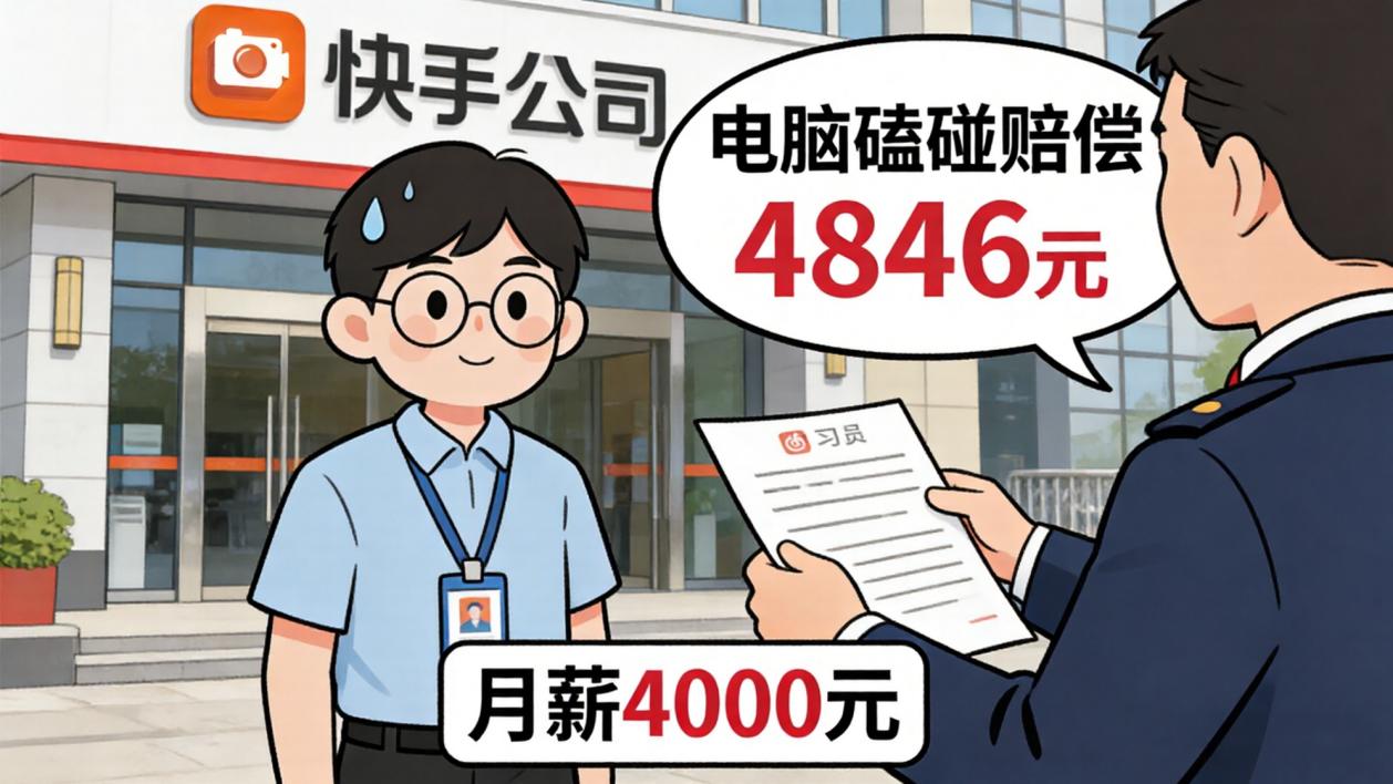 快手实习生离职赔偿争议引热议，配发电脑外壳磕碰需赔近五千？