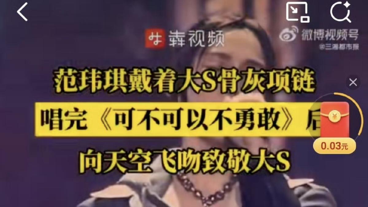 范玮琪演唱会戴大S骨灰项链？这波操作把网友整不会了！