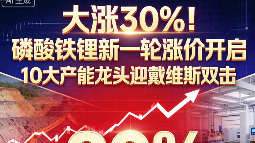 涨价潮再起！磷酸铁锂大涨30%  10大产能龙头迎来戴维斯双击！