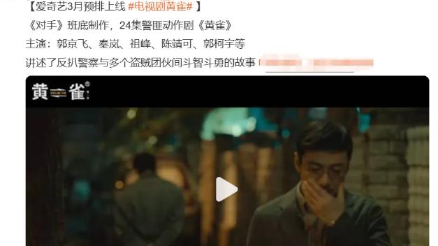 刑侦悬疑剧《黄雀》定档3月，秦岚郭京飞领衔，央视力挺爆款预定