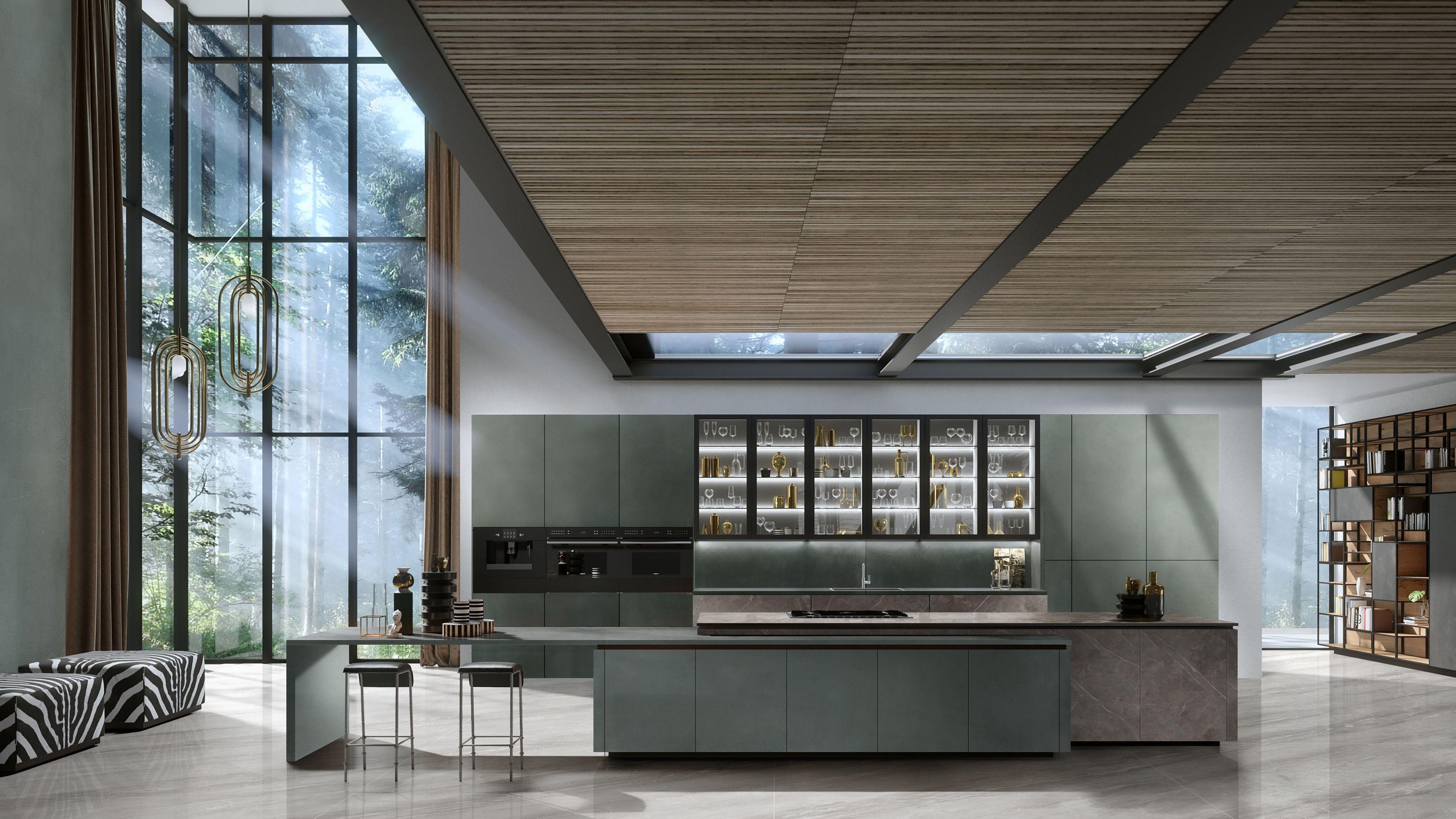 森系轻奢厨房把森林搬进家，国际瓷砖品牌解锁生活的 N 种优雅