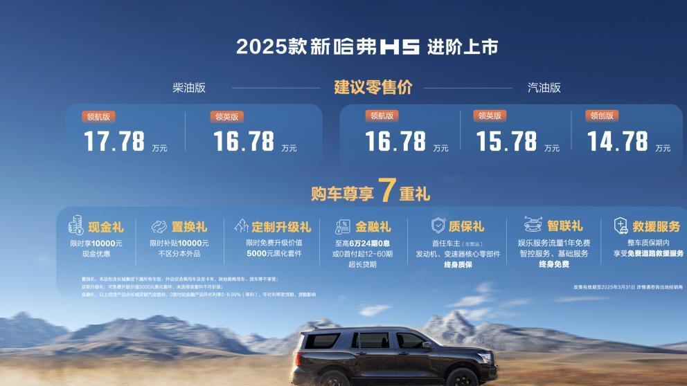 2025款新哈弗H5上市12.78万起 全系四驱+差速锁