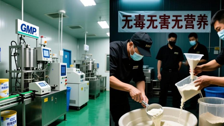 奶精、淀粉和香精勾兑的假奶粉，现在居然还有，新三鹿奶粉出现了吗？