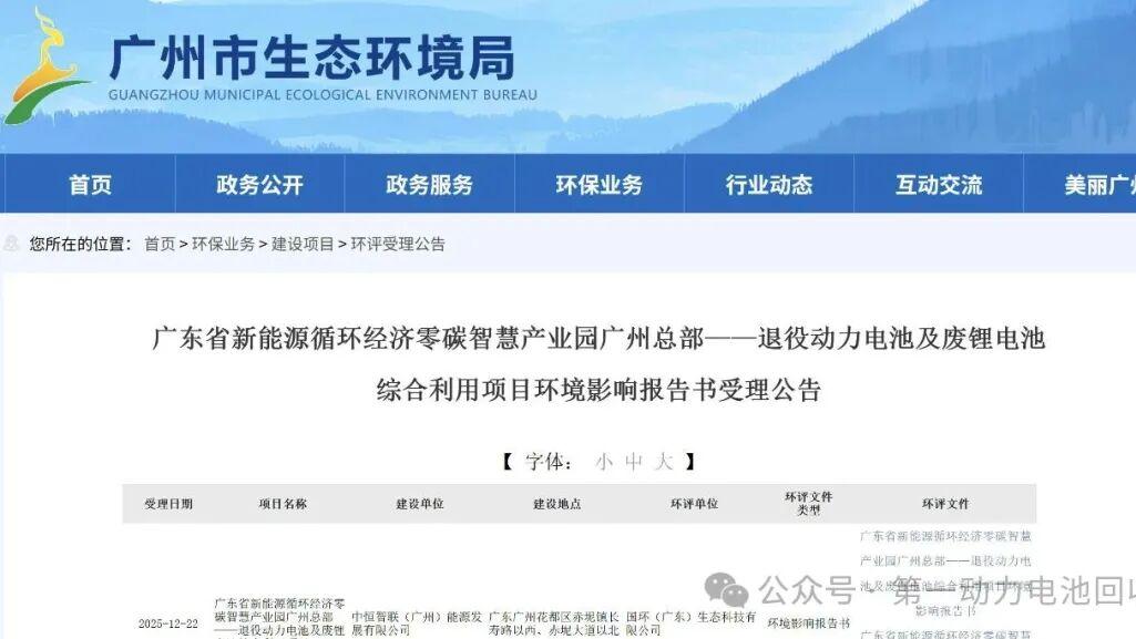 广州花都区废锂电池综合利用项目落地