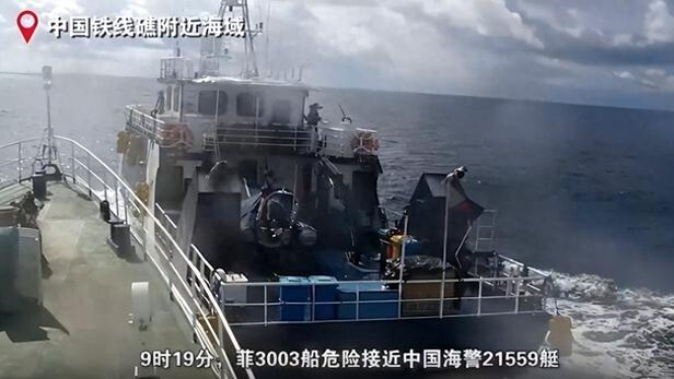 南海爆发对峙：菲方海上飙船，单挑中国海警艇，我艇不惜撞船