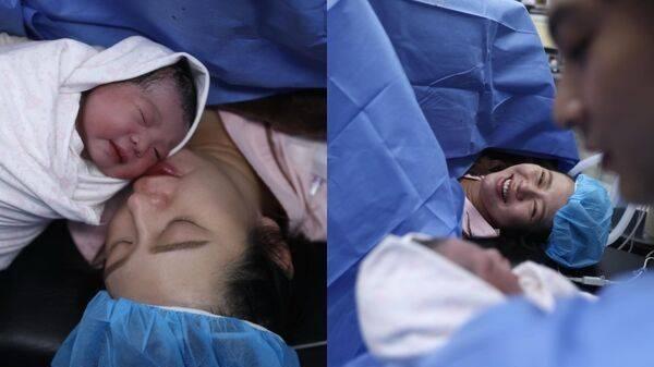 刘品言公开产房珍贵照，首谈生产日：听见女儿哭声瞬间落泪