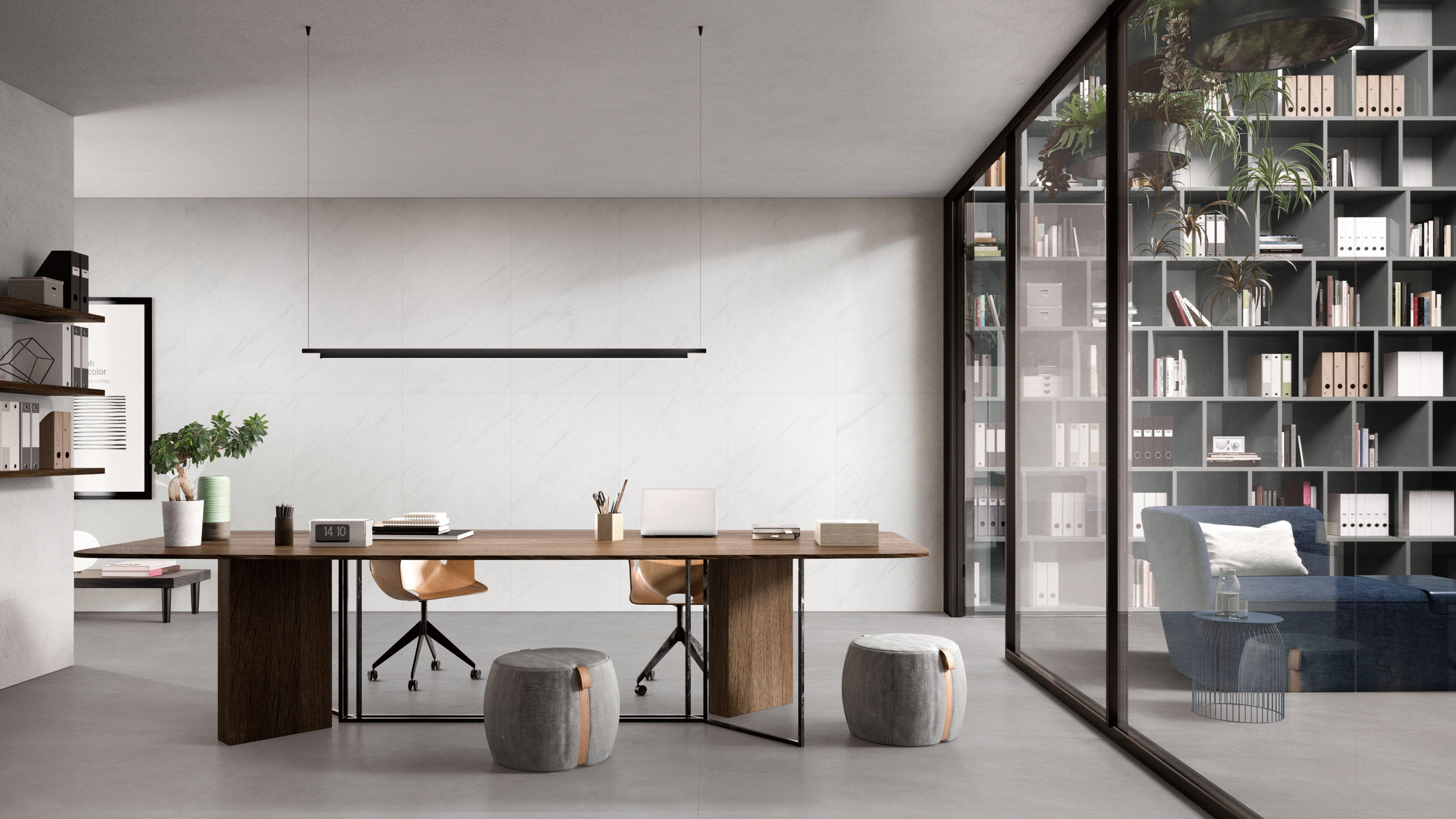 国际瓷砖品牌以素简质感，构建书房空间高效与美学共生的思想场域