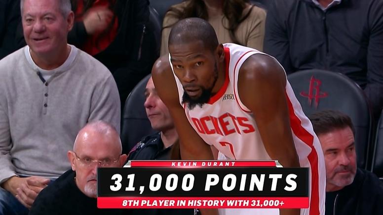 里程碑！杜兰特纪录夜率火箭胜太阳！