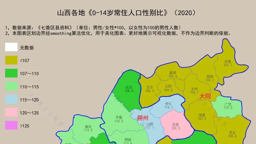 山西少年人口性别比：多地105，仅一县超120
