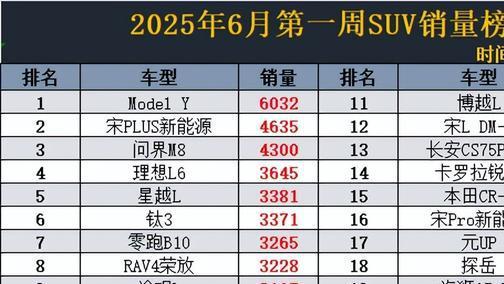 SUV市场大洗牌！6月最新销量榜：新势力前10占5，燃油车集体哑火