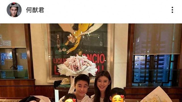 何猷君更新ins祝奚梦瑶生日快乐，一家四口穿亲子装好温馨好幸福