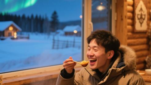 漠河北极村极光观赏季推出苔原特色火锅