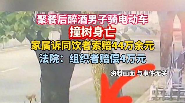 男子醉驾撞树身亡，家属诉同饮者索赔44万！法院：组局者赔4万