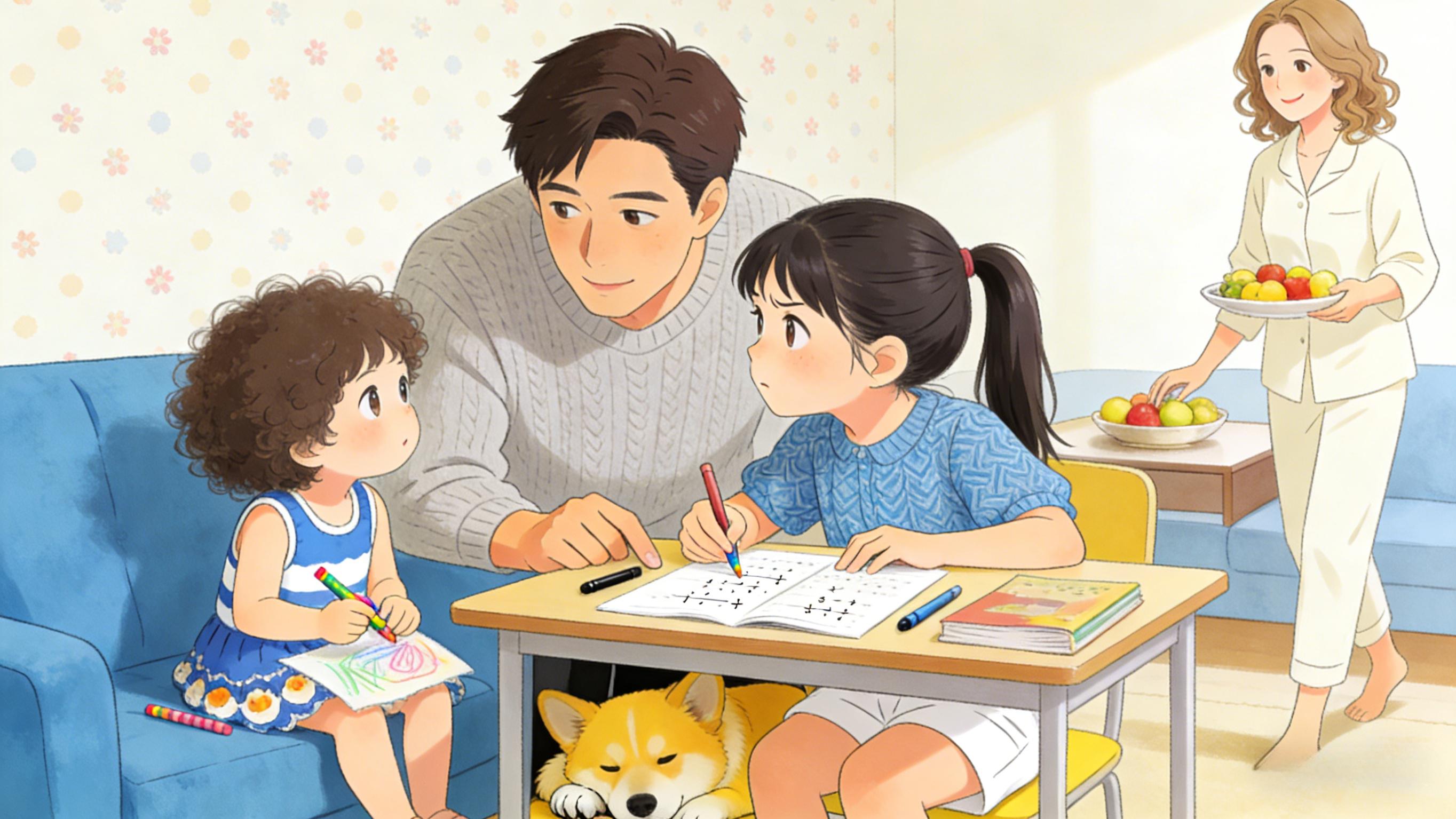 陪女儿写作业时，我发现她不是不会算