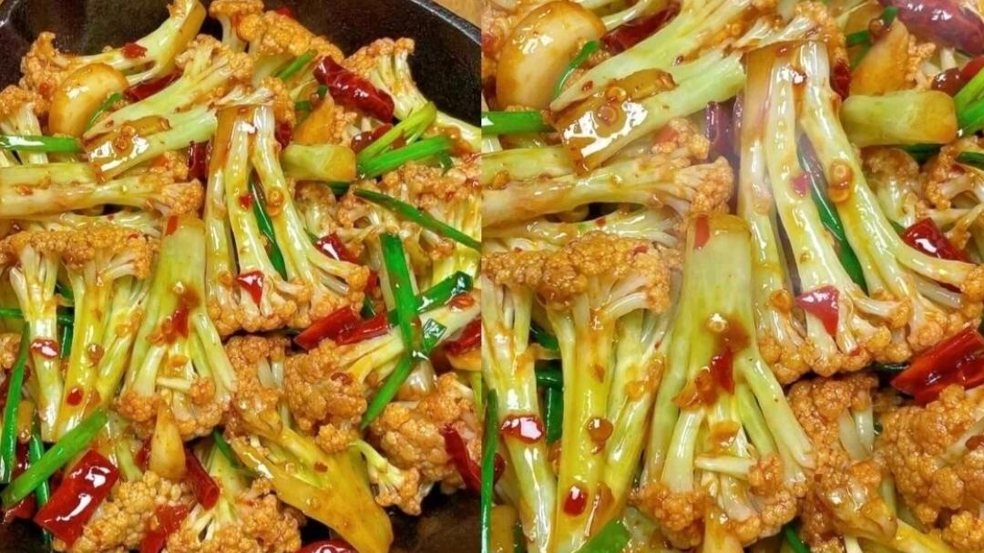 香辣下饭炒花菜，酱香浓郁超美味