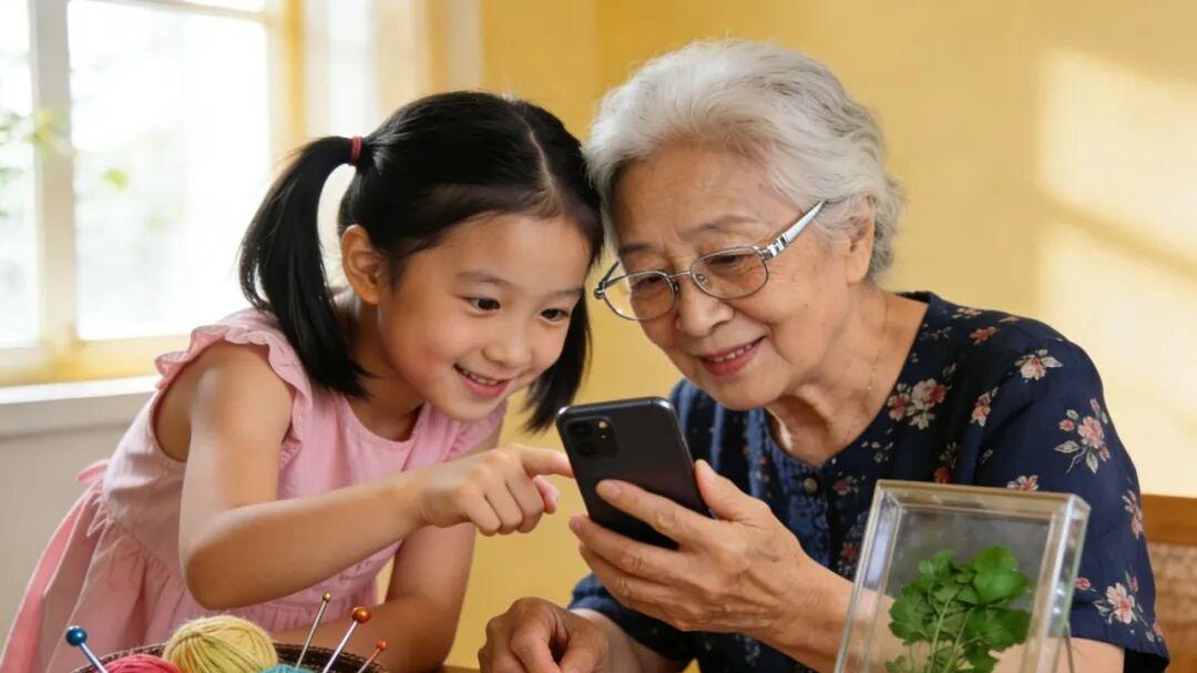 奶奶喊孙子当 “小老师”，反向亲子共学解锁新姿势