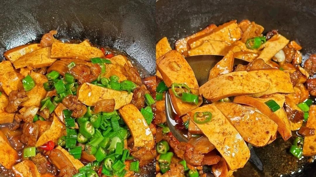香干炒肉：酱香浓郁，香干入味，家常下饭一绝