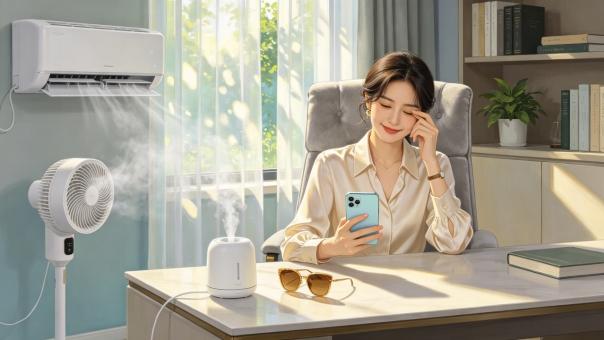 手机加空调，夏天眼睛很受伤