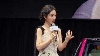 杨紫一改往日甜美风，这次盘发造型配纹理长裙，竟意外穿出大牌公主范儿？